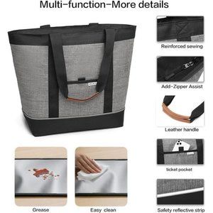 Large Insulated Cooler Bag Gray with Thermal Foam Insulation Reusable Bag
